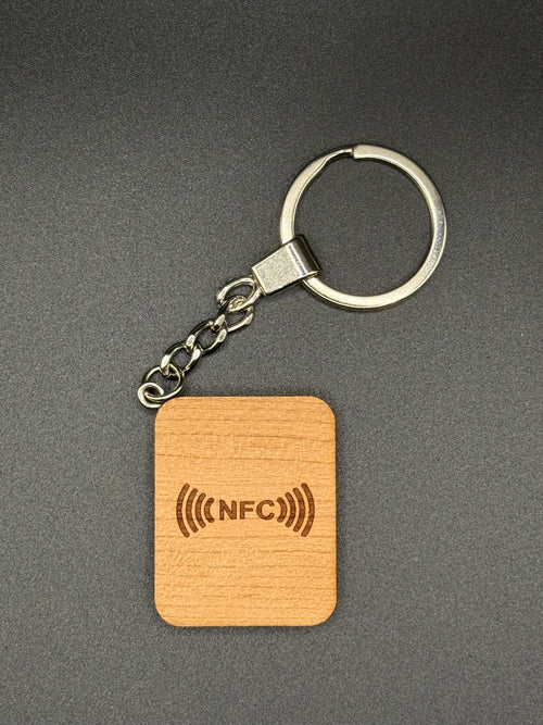 Natural Wooden Keychain with Custom QR & NFC