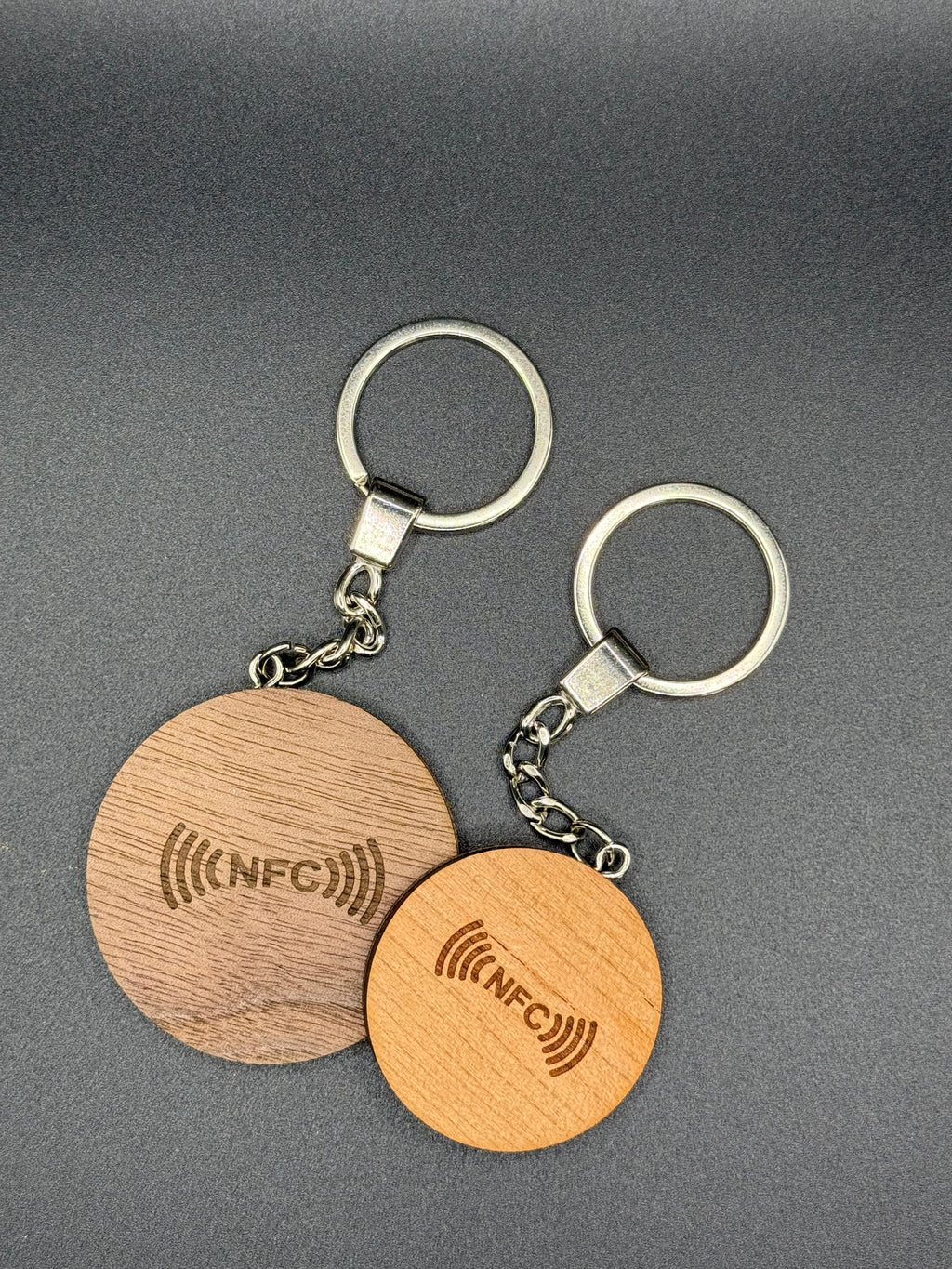 Natural Wooden Keychain with Custom QR & NFC