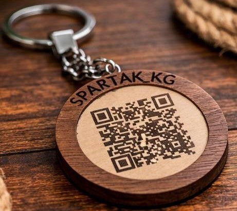 Natural Wooden Keychain with Custom QR Code