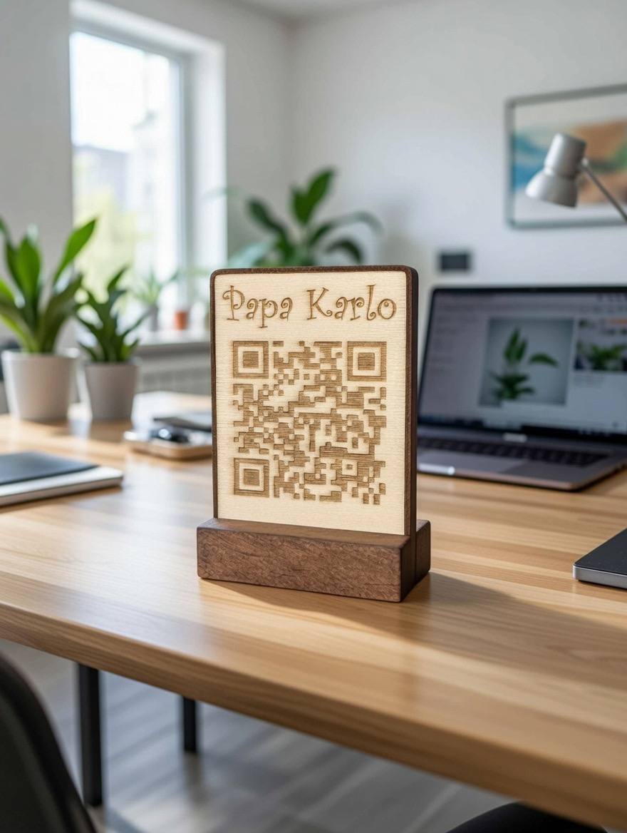 Custom Wooden QR Sign – Description