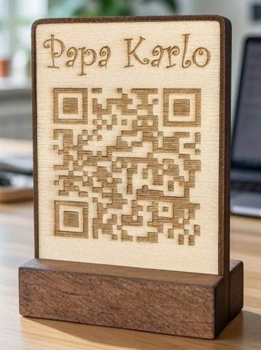 Custom Wooden QR Sign – Description